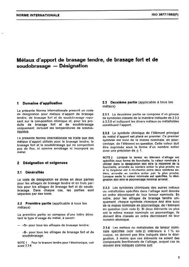ISO 3677:1992 - Métaux d'apport de brasage tendre, de brasage fort et de soudobrasage -- Désignation