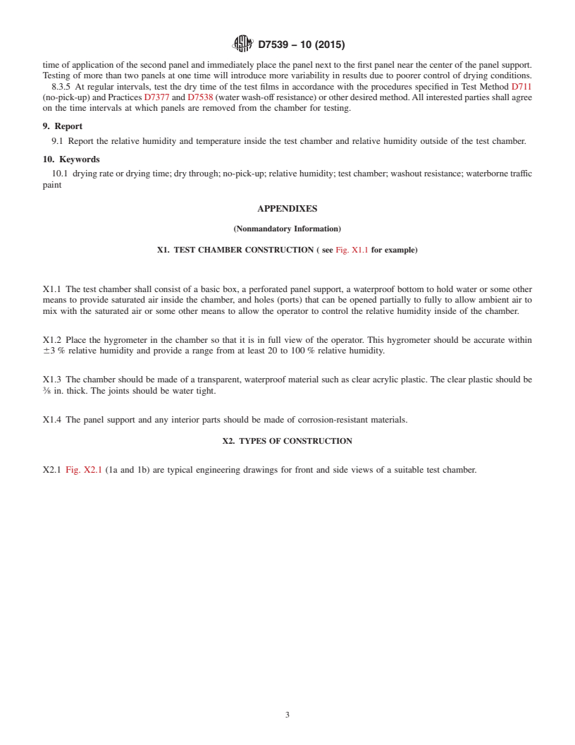 REDLINE ASTM D7539-10(2015) - Standard Practice for Using a Test Chamber for Humidity Conditioning of Test Panels   of Pavement Marking Paints