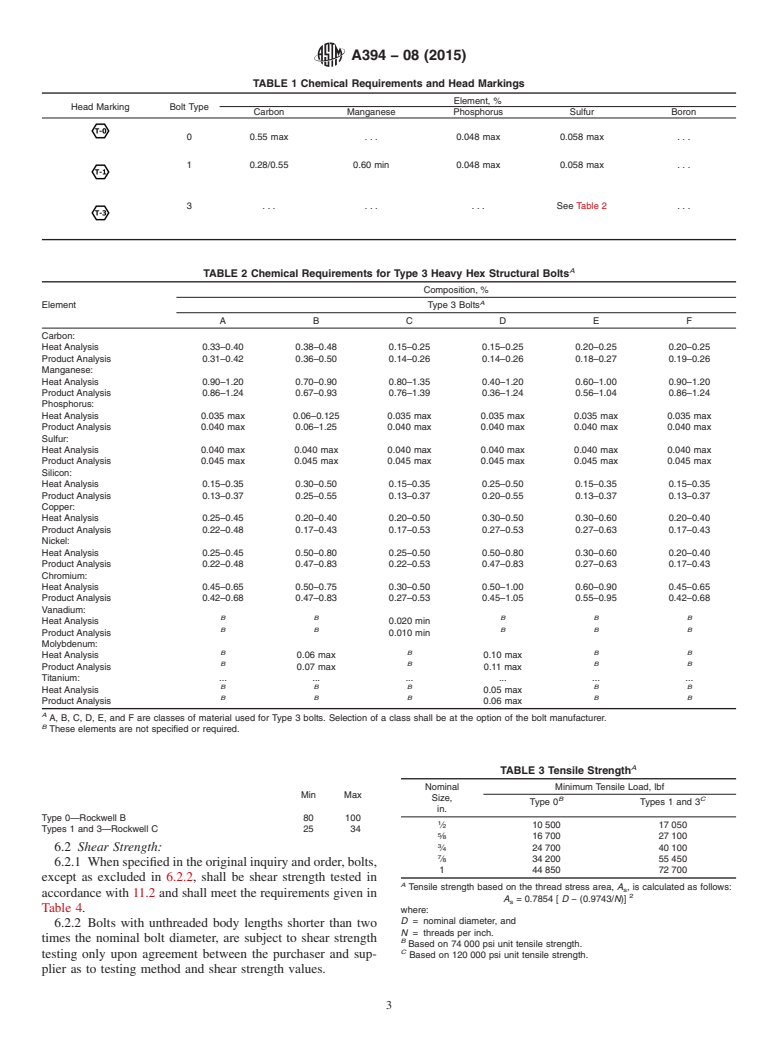 ASTM A394-08(2015) - Standard Specification for  Steel Transmission Tower Bolts, Zinc-Coated and Bare