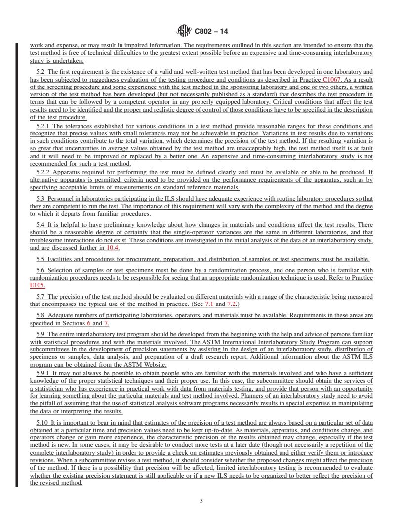 REDLINE ASTM C802-14 - Standard Practice for Conducting an Interlaboratory Test Program to Determine the  Precision of Test Methods for Construction Materials