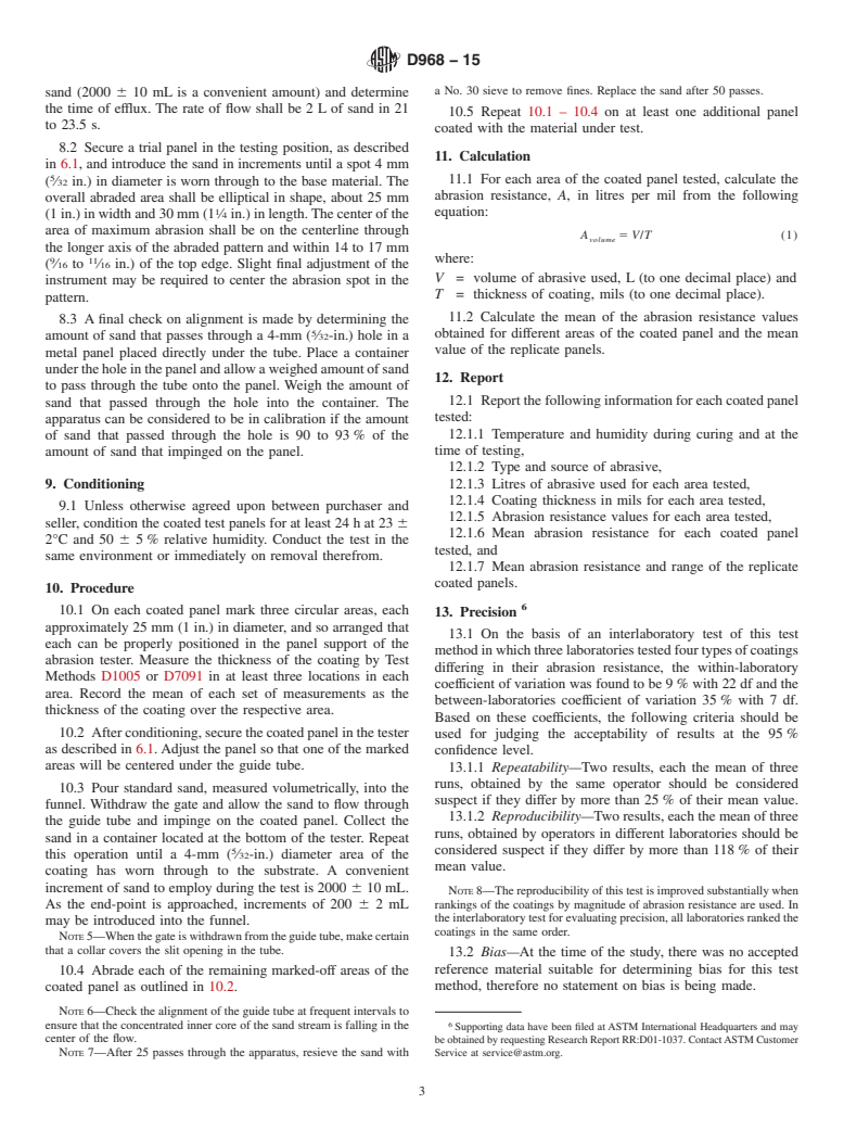 ASTM D968-15 - Standard Test Methods for Abrasion Resistance of Organic Coatings by Falling Abrasive