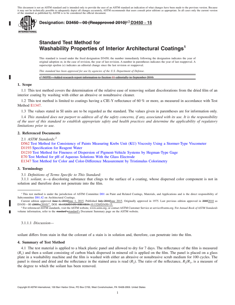 Astm D3450-15 - Standard Test Method For Washability Properties Of 