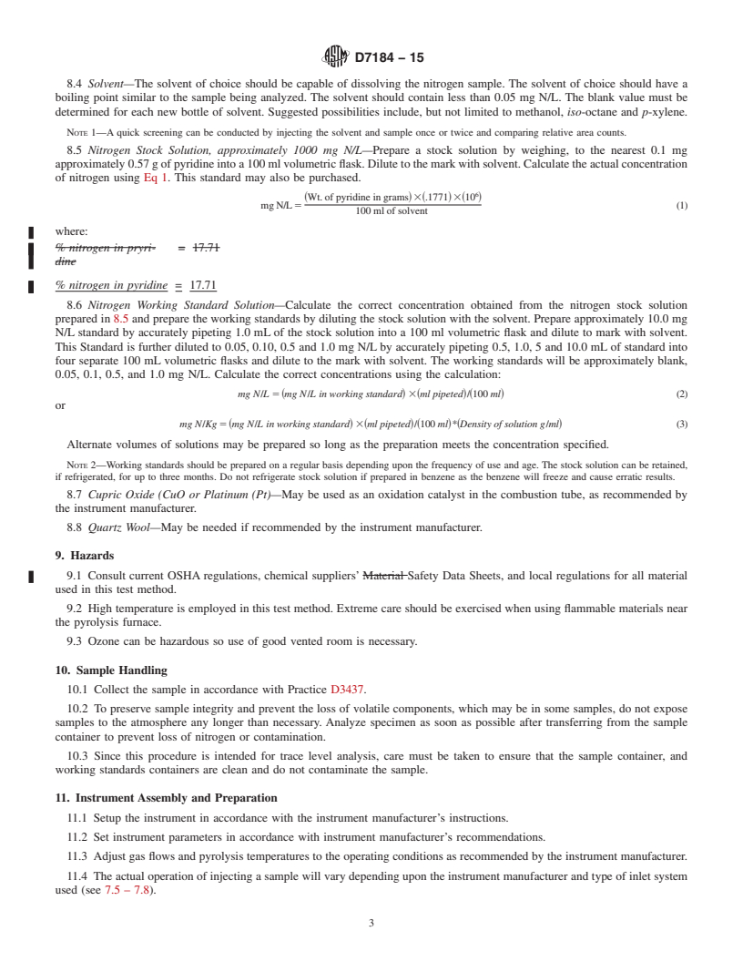 REDLINE ASTM D7184-15 - Standard Test Method for Ultra Low Nitrogen in Aromatic Hydrocarbons by Oxidative Combustion          and Reduced Pressure Chemiluminescence Detection