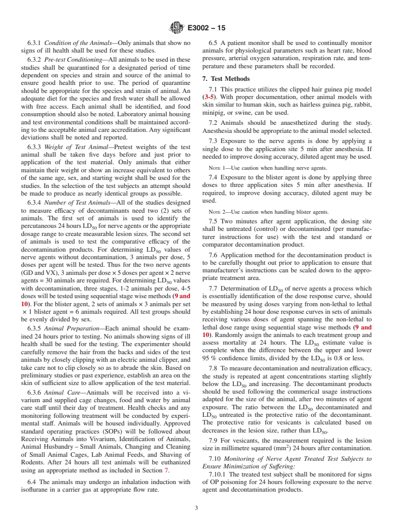 ASTM E3002-15 - Standard Practice for Assessing the Comparative Efficacy of Products Used for the  Decontamination of Chemical Warfare Agents (CWAs) on Skin