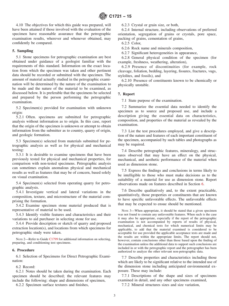 ASTM C1721-15 - Standard Guide for  Petrographic Examination of Dimension Stone