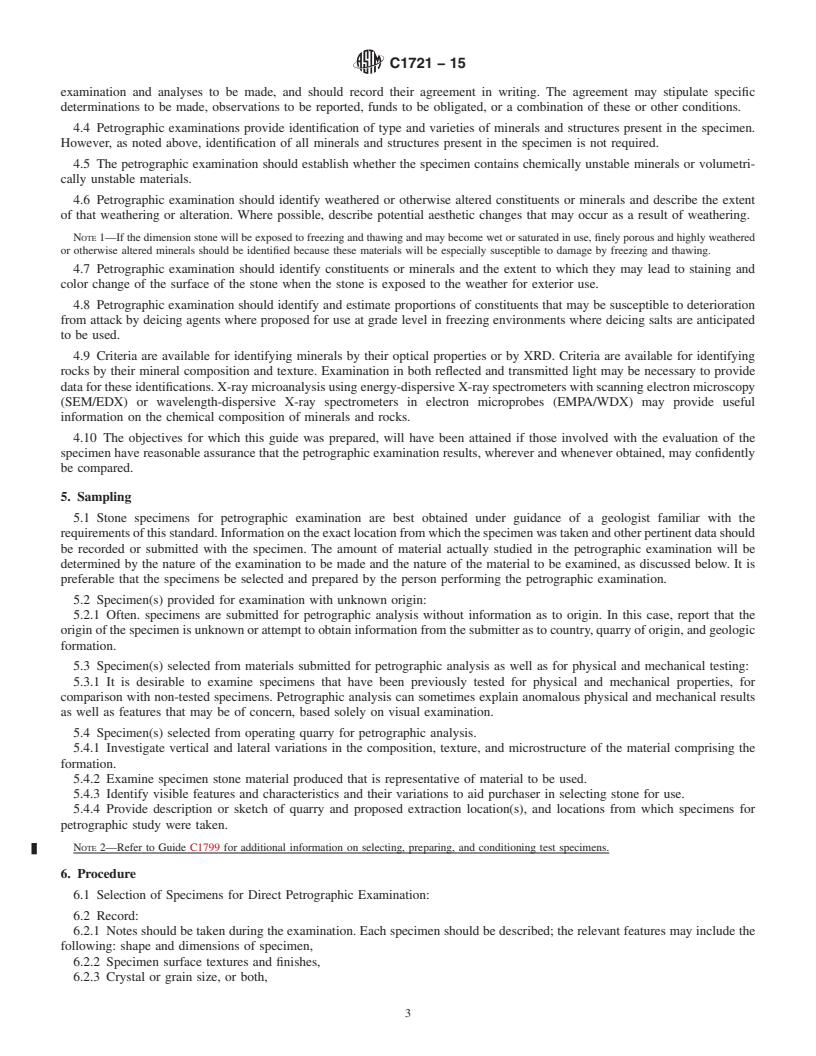 REDLINE ASTM C1721-15 - Standard Guide for  Petrographic Examination of Dimension Stone