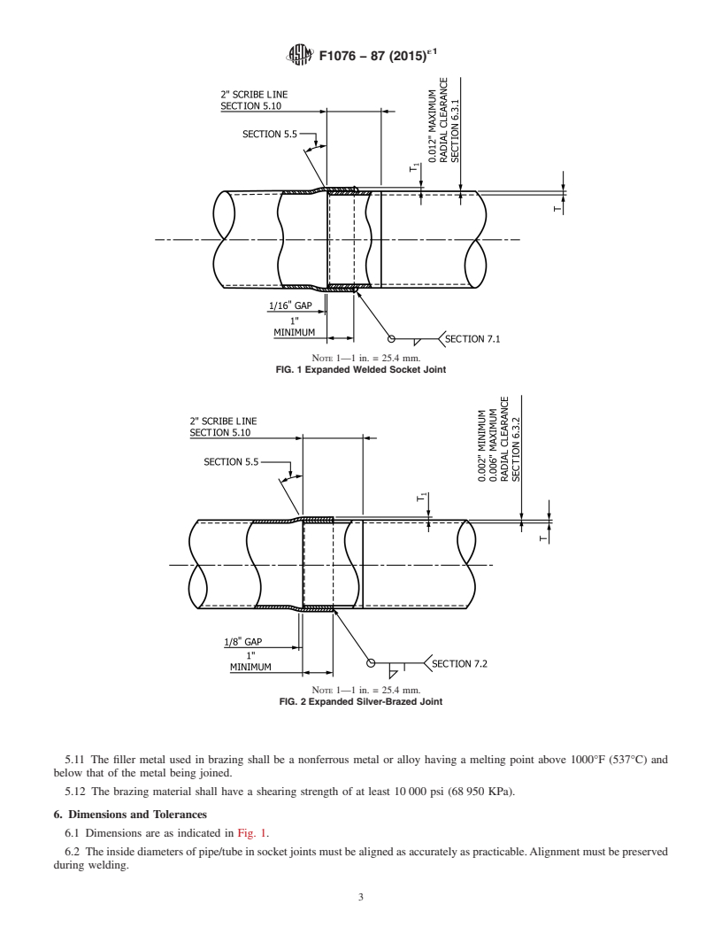 REDLINE ASTM F1076-87(2015)e1 - Standard Practice for Expanded Welded and Silver Brazed Socket Joints for Pipe and   Tube