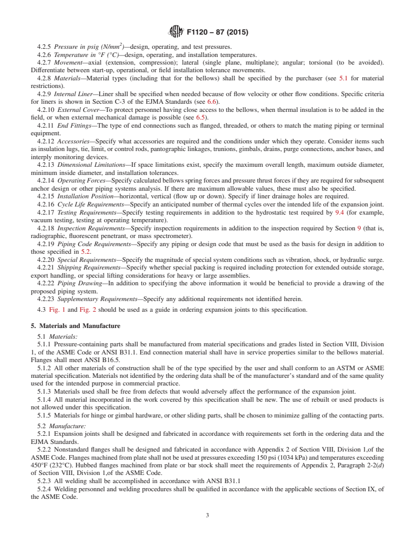 REDLINE ASTM F1120-87(2015) - Standard Specification for  Circular Metallic Bellows Type Expansion Joints for Piping   Applications