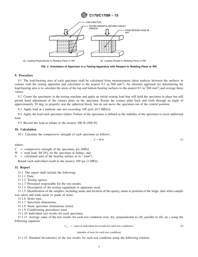 REDLINE ASTM C170/C170M-15 - Standard Test Method for  Compressive Strength of Dimension Stone