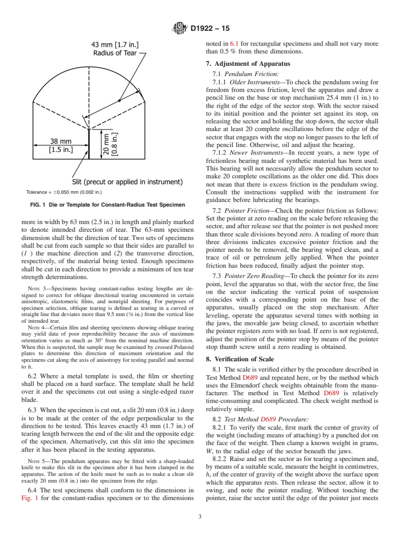 ASTM D1922-15 - Standard Test Method for  Propagation Tear Resistance of Plastic Film and Thin Sheeting  by Pendulum Method