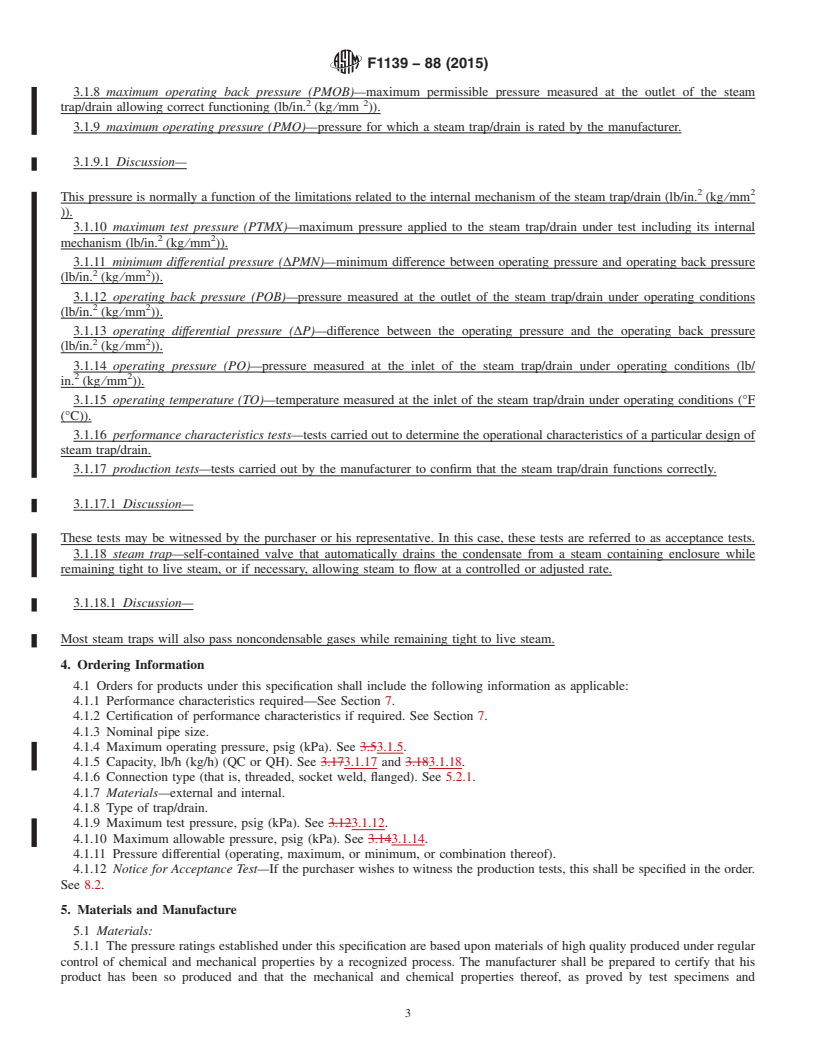 REDLINE ASTM F1139-88(2015) - Standard Specification for  Steam Traps and Drains