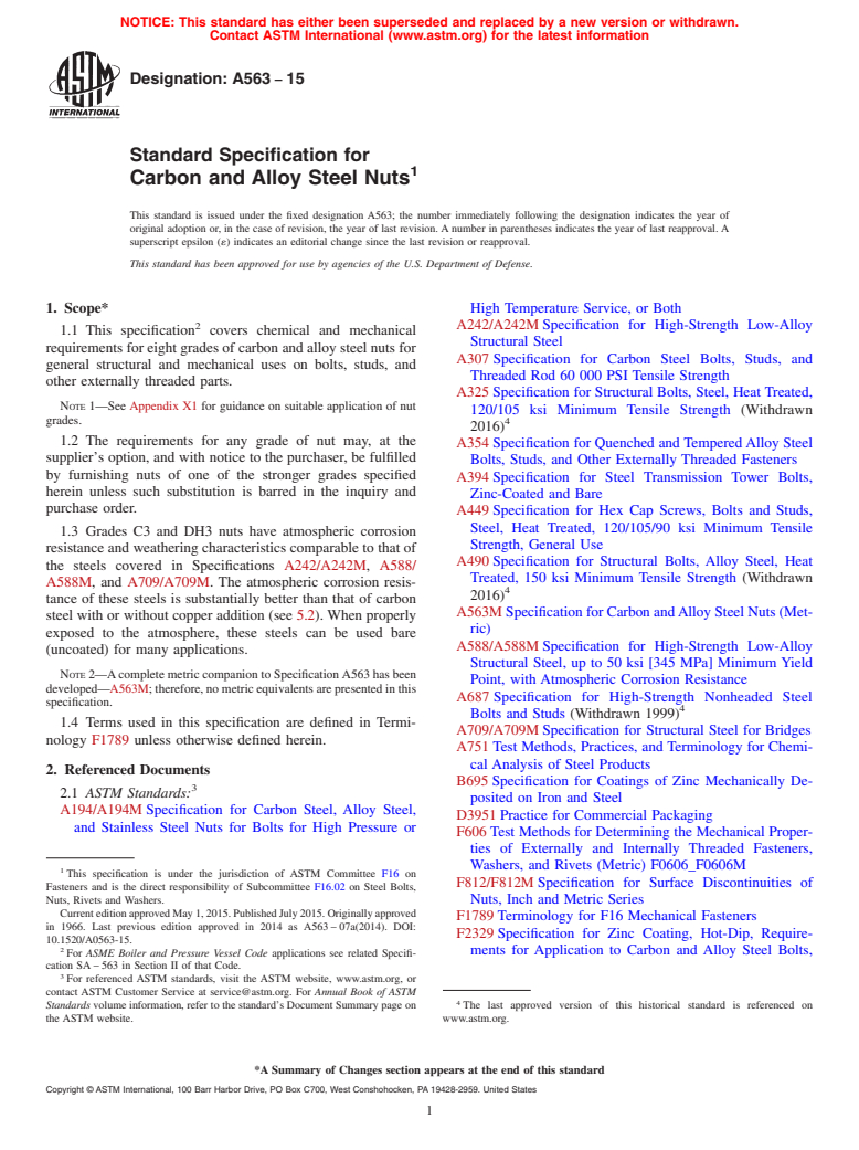 ASTM A563-15 - Standard Specification for  Carbon and Alloy Steel Nuts