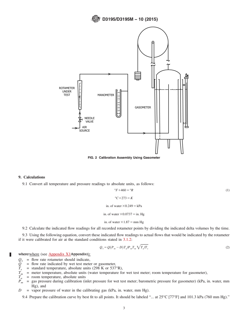 REDLINE ASTM D3195/D3195M-10(2015) - Standard Practice for  Rotameter Calibration