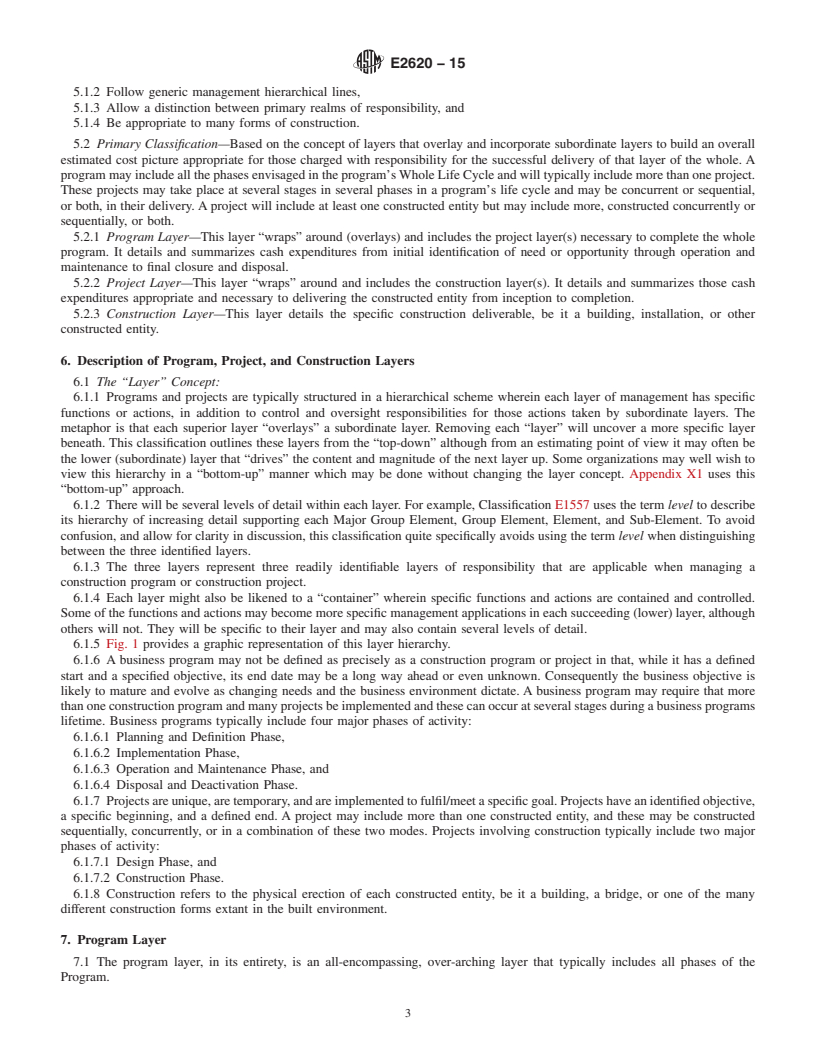 REDLINE ASTM E2620-15 - Standard Classification for Program and Project Estimate Summaries