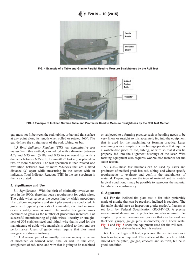 ASTM F2819-10(2015) - Standard Test Methods for  Measurement of Straightness of Bar, Rod, Tubing and Wire to  be used for Medical Devices