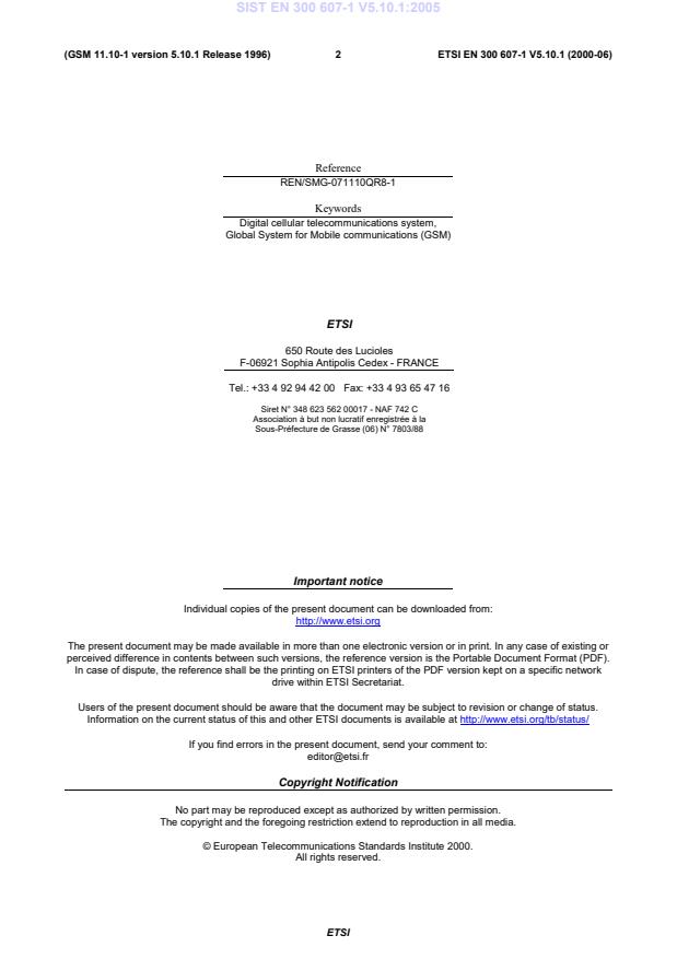 SIST EN 300 607-1 V5.10.1:2005 SIST EN 300 607-1 V5.10.1:2005 - Page 4 preview
