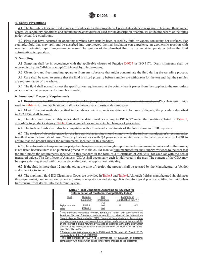 REDLINE ASTM D4293-15 - Standard Specification for  Phosphate Ester Based Fluids for Turbine Lubrication and Steam  Turbine Electro-Hydraulic Control (EHC) Applications