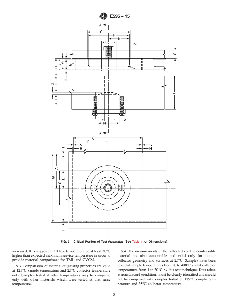 ASTM E595-15 - Standard Test Method for Total Mass Loss and Collected Volatile Condensable Materials from Outgassing in a Vacuum Environment