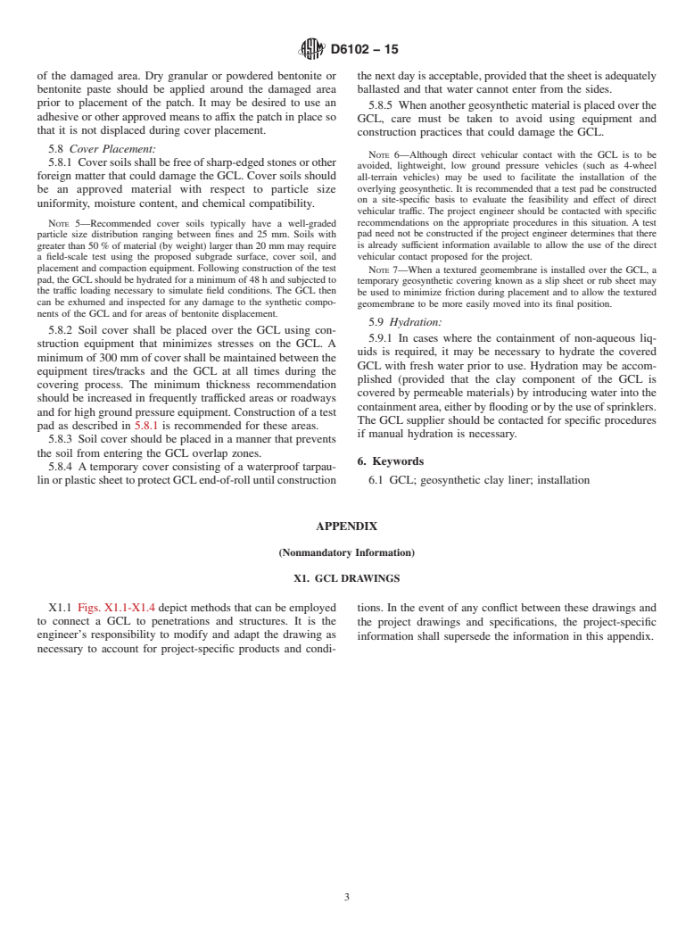 ASTM D6102-15 - Standard Guide for Installation of Geosynthetic Clay Liners