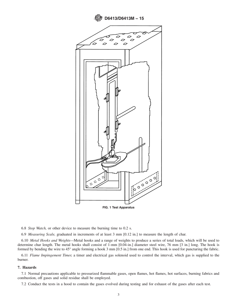 REDLINE ASTM D6413/D6413M-15 - Standard Test Method for Flame Resistance of Textiles (Vertical Test)