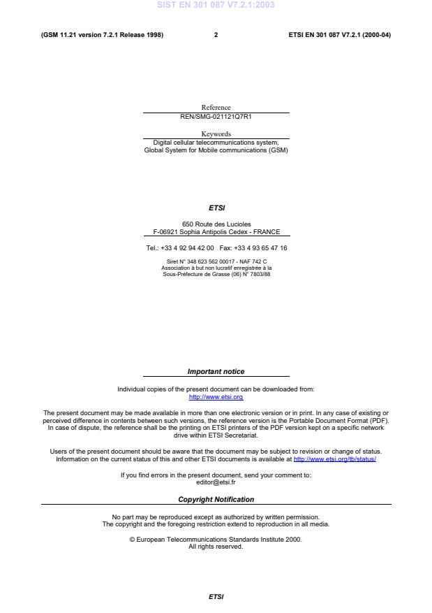 SIST EN 301 087 V7.2.1:2003 SIST EN 301 087 V7.2.1:2003 - Page 4 preview