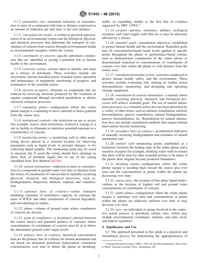 ASTM E1943-98(2015) - Standard Guide for Remediation of Ground Water by Natural Attenuation at Petroleum Release Sites