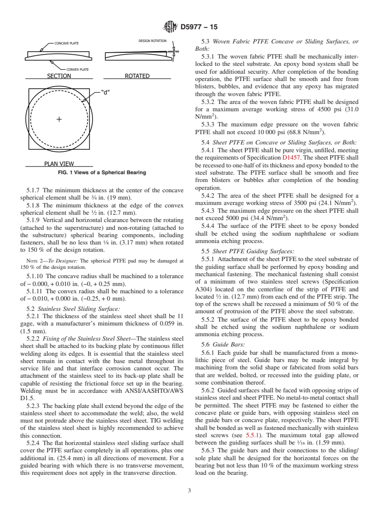 ASTM D5977-15 - Standard Specification for High Load Rotational Spherical Bearings for Bridges and Structures