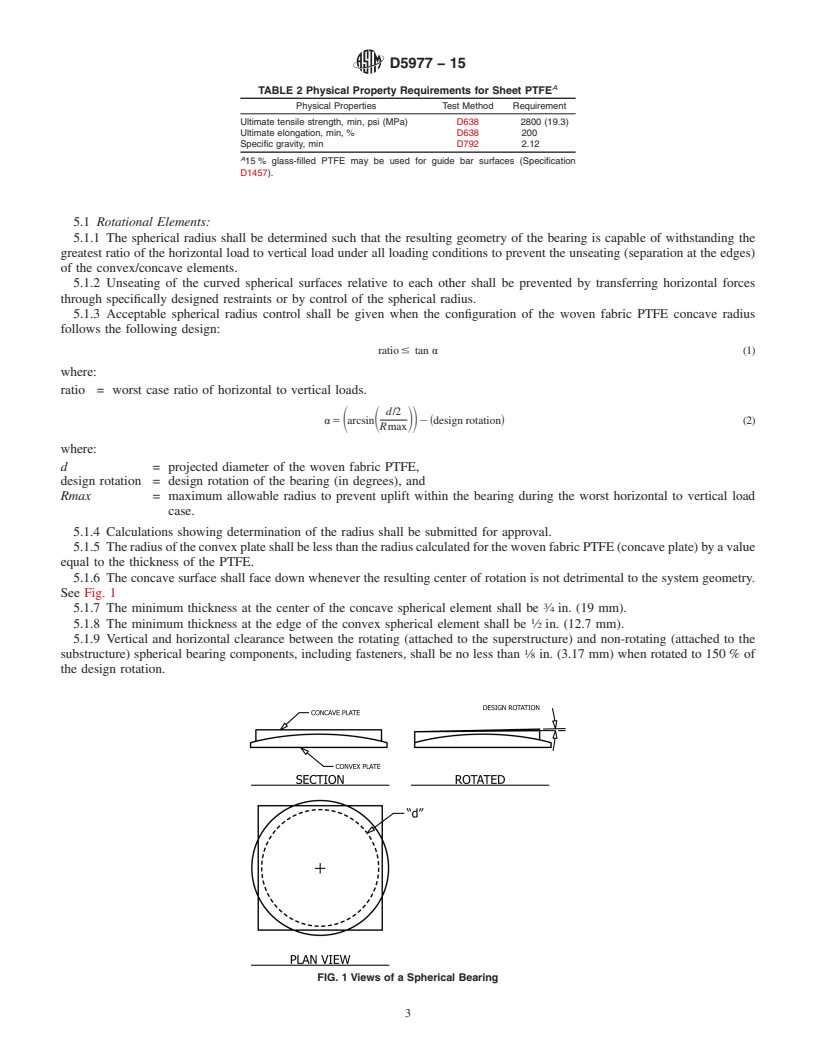 REDLINE ASTM D5977-15 - Standard Specification for High Load Rotational Spherical Bearings for Bridges and Structures