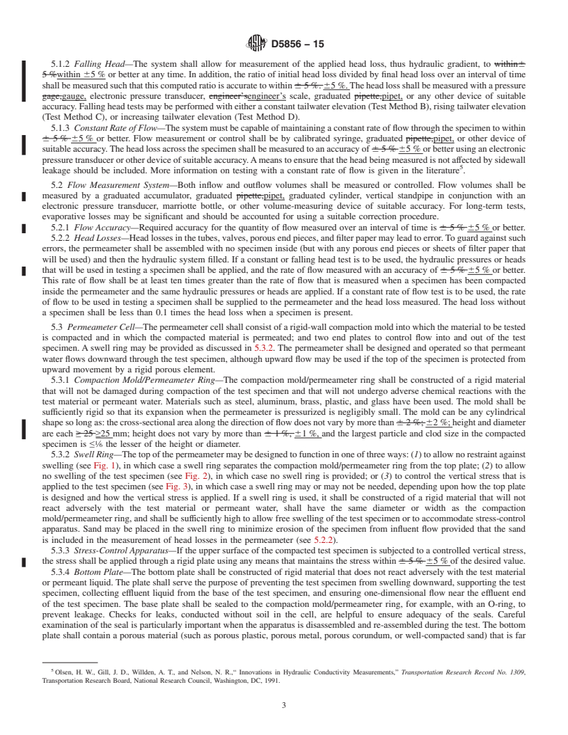 REDLINE ASTM D5856-15 - Standard Test Method for Measurement of Hydraulic Conductivity of Porous Material Using a Rigid-Wall, Compaction-Mold Permeameter