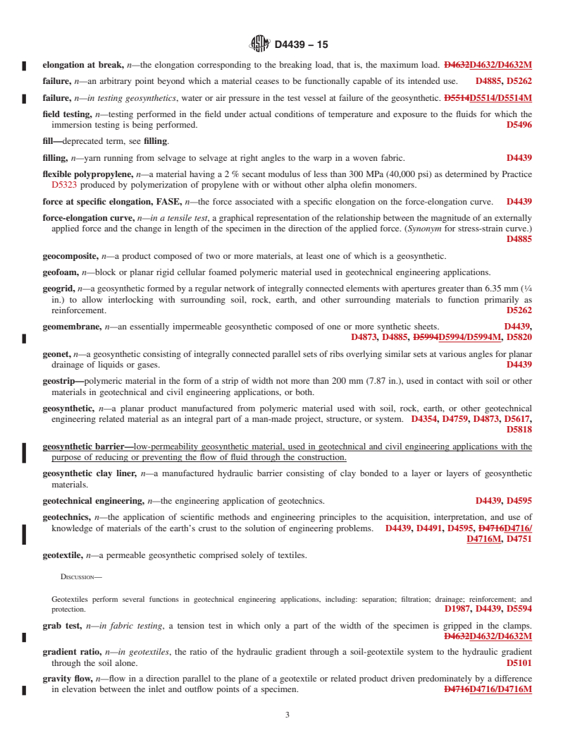 REDLINE ASTM D4439-15 - Standard Terminology for Geosynthetics