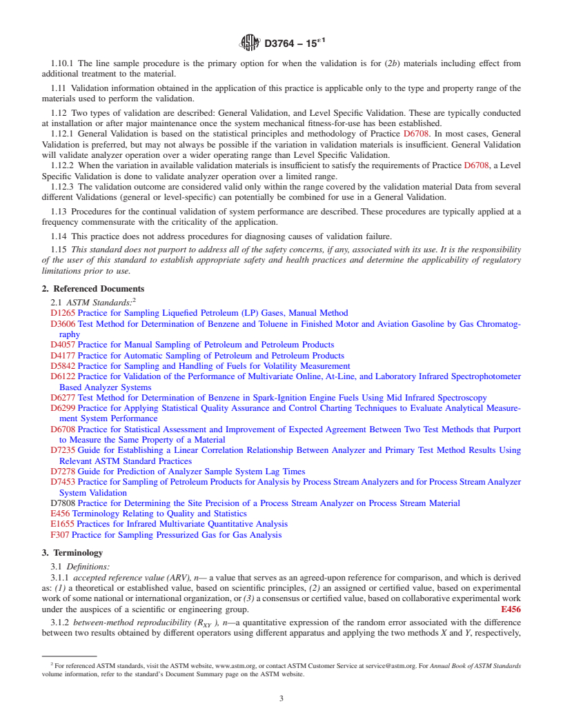 REDLINE ASTM D3764-15e1 - Standard Practice for  Validation of the Performance of Process Stream Analyzer Systems