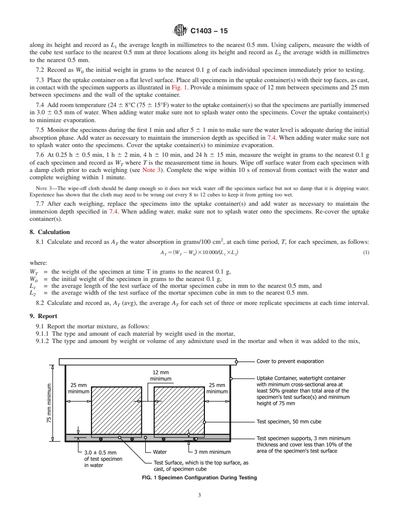 REDLINE ASTM C1403-15 - Standard Test Method for  Rate of Water Absorption of Masonry Mortars