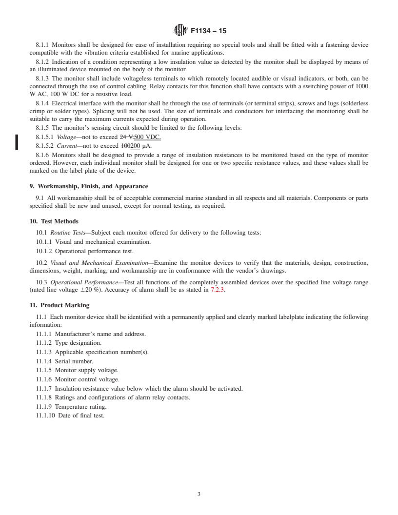 REDLINE ASTM F1134-15 - Standard Specification for  Insulation Resistance Monitor for Shipboard Electrical Motors  and Generators