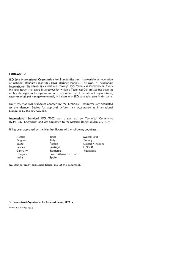 ISO 3702:1976 ISO 3702:1976 - Anhydrous hydrogen fluoride for industrial use -- Determination of sulphur dioxide content -- Iodometric method - Page 2 preview