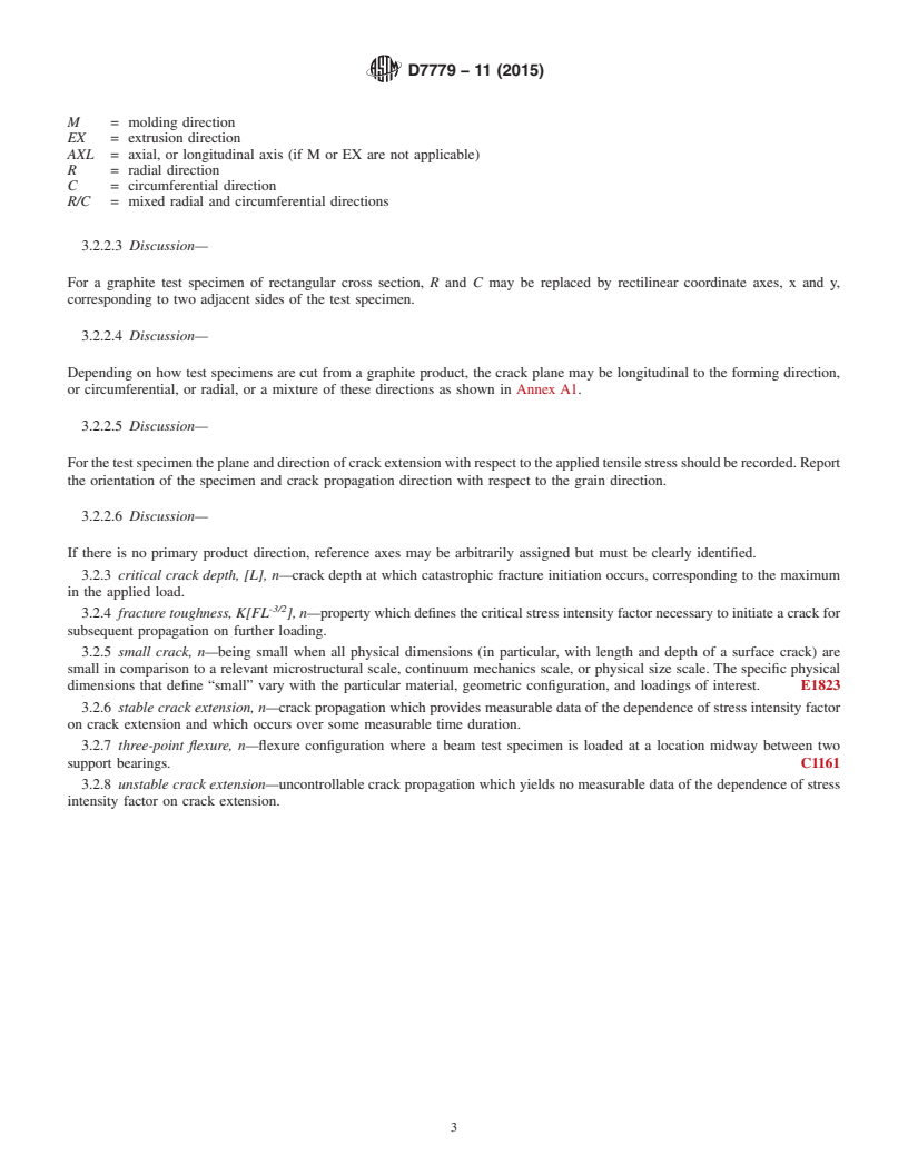 REDLINE ASTM D7779-11(2015) - Standard Test Method for  Determination of Fracture Toughness of Graphite at Ambient  Temperature