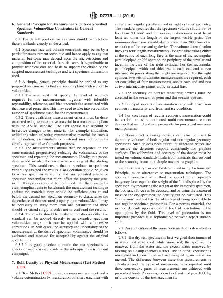 ASTM D7775-11(2015) - Standard Guide for  Measurements on Small Graphite Specimens