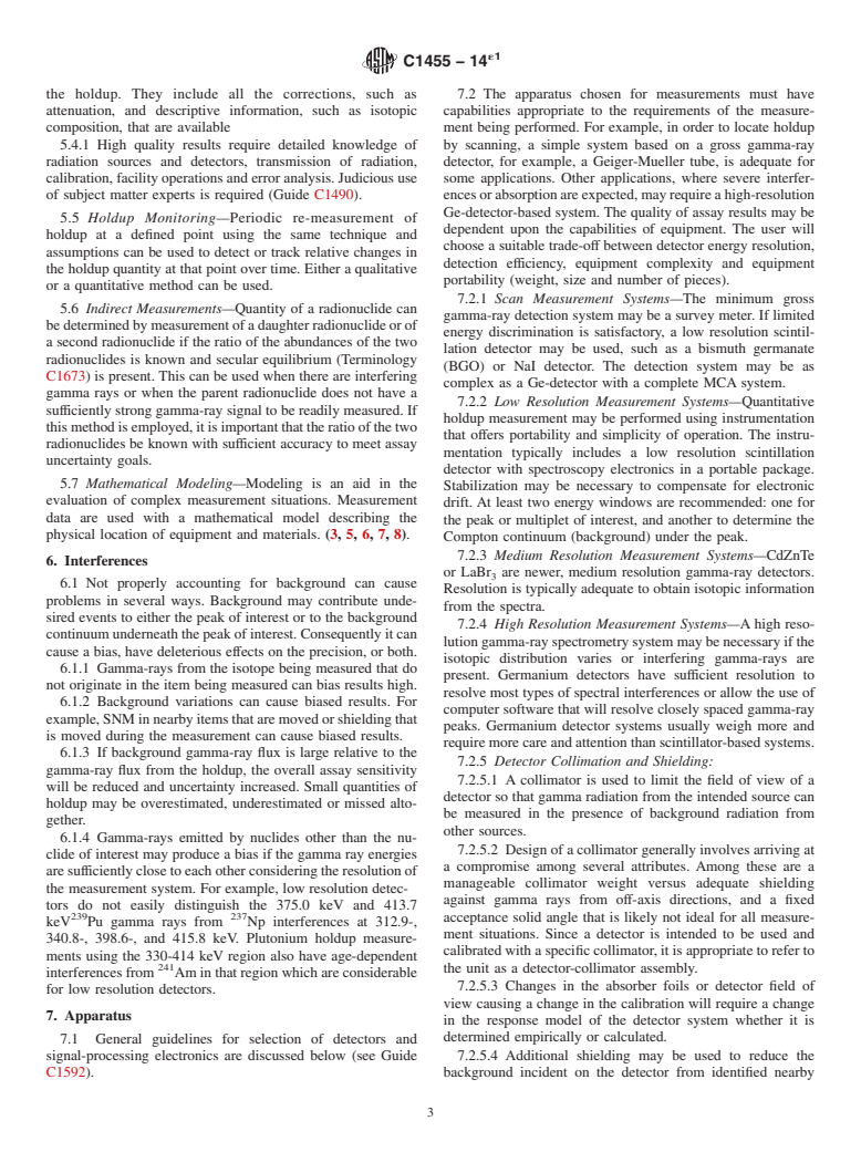 ASTM C1455-14e1 - Standard Test Method for  Nondestructive Assay of Special Nuclear Material Holdup Using  Gamma-Ray Spectroscopic Methods