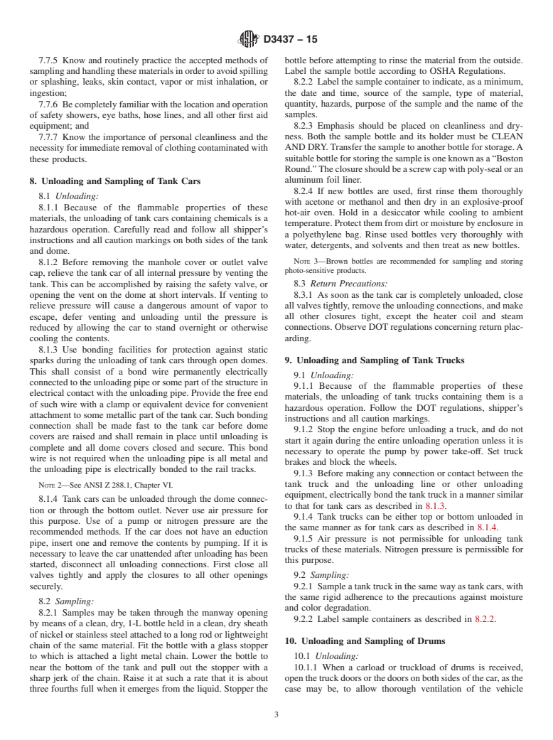 ASTM D3437-15 - Standard Practice for Sampling and Handling Liquid Cyclic Products