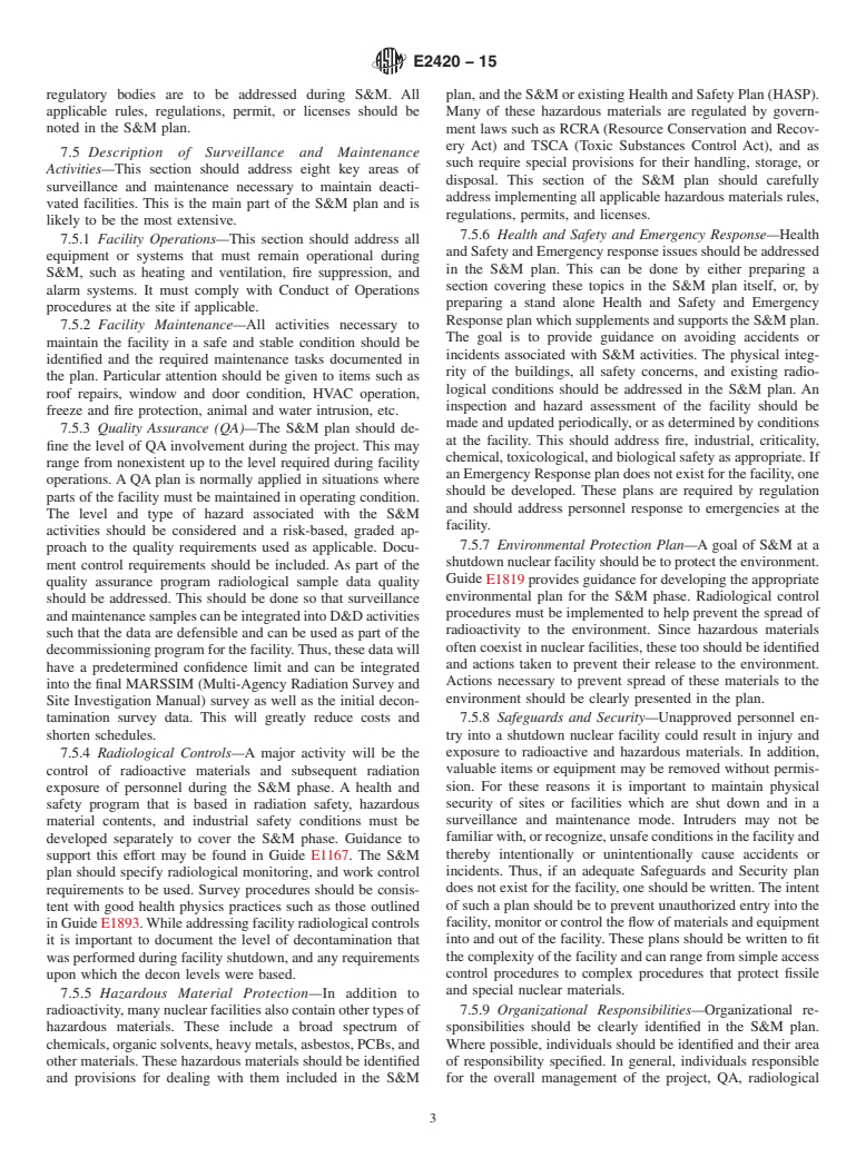 ASTM E2420-15 - Standard Guide for  Post-Deactivation Surveillance and Maintenance of Radiologically  Contaminated Facilities