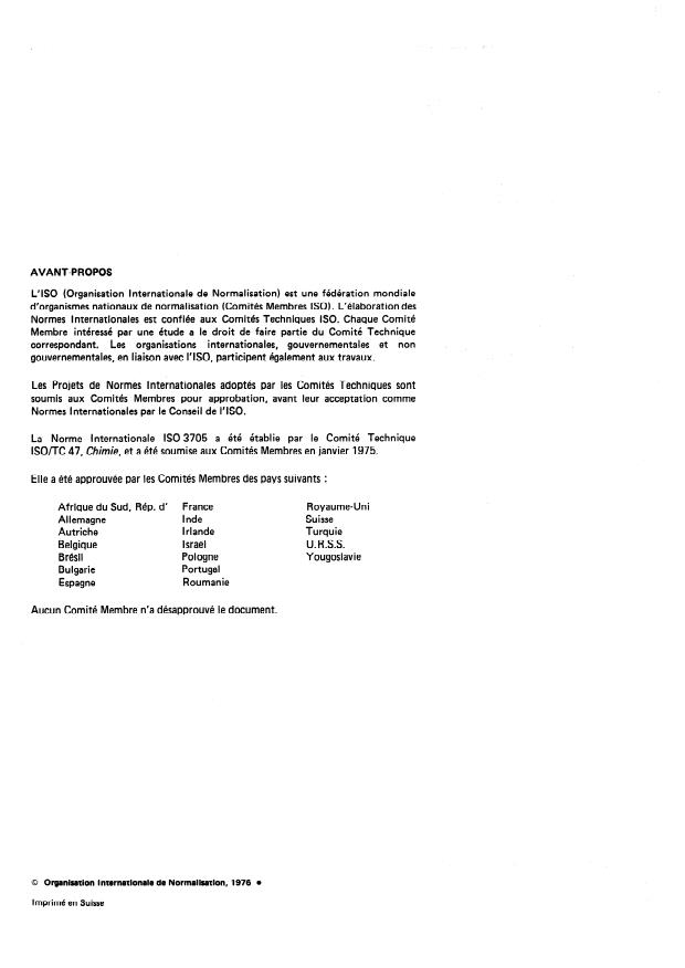 ISO 3705:1976 ISO 3705:1976 - Soufre a usage industriel -- Dosage de l'arsenic -- Méthode photométrique au diéthyldithiocarbamate d'argent - Page 2 preview