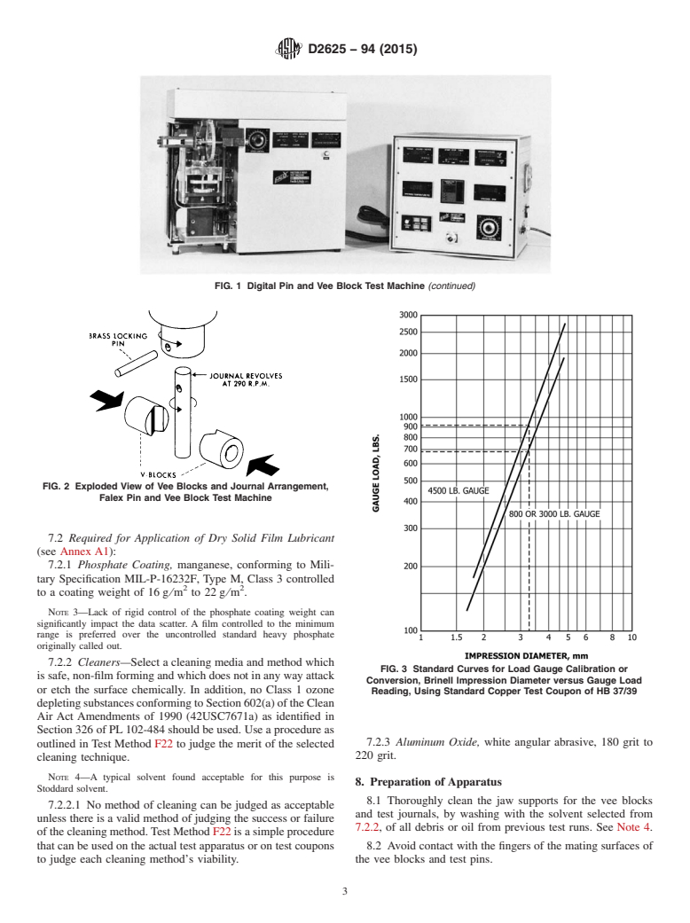 ASTM D2625-94(2015) - Standard Test Method for  Endurance (Wear) Life and Load-Carrying Capacity of Solid Film   Lubricants (Falex Pin and Vee Method)