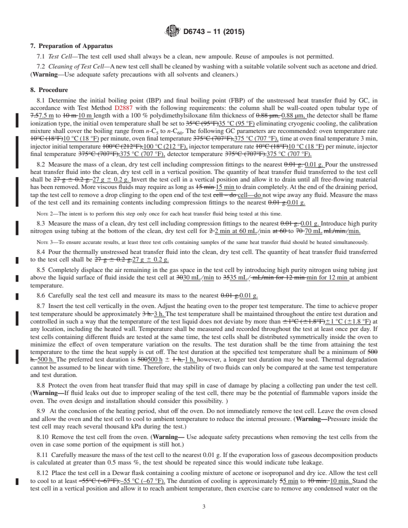 REDLINE ASTM D6743-11(2015) - Standard Test Method for  Thermal Stability of Organic Heat Transfer Fluids