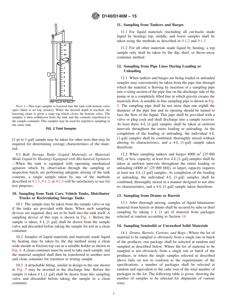 ASTM D140/D140M-15 - Standard Practice for Sampling Bituminous Materials