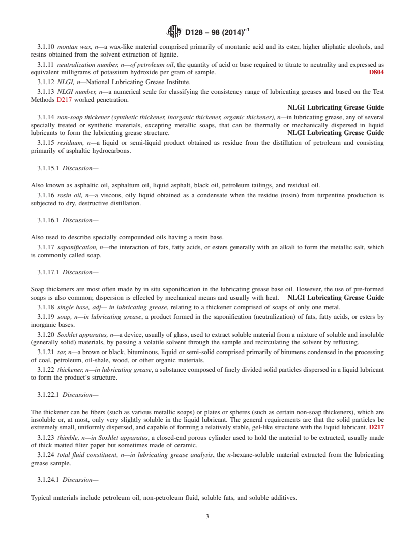 REDLINE ASTM D128-98(2014)e1 - Standard Test Methods for  Analysis of Lubricating Grease