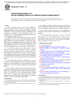 ASTM F3087-15 ASTM F3087-15 - Standard Specification for Acrylic Molding Resins for Medical Implant Applications - Page 1 preview