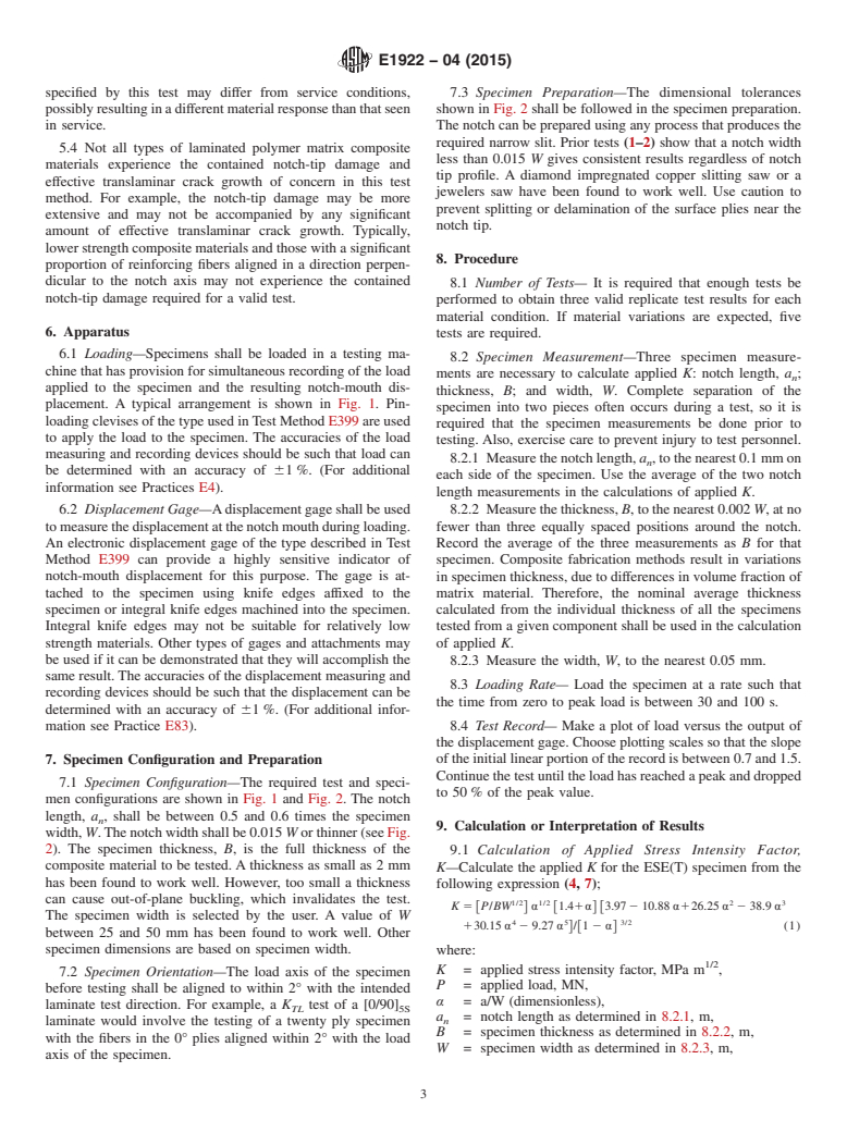 ASTM E1922-04(2015) - Standard Test Method for  Translaminar Fracture Toughness of Laminated and Pultruded  Polymer Matrix Composite Materials