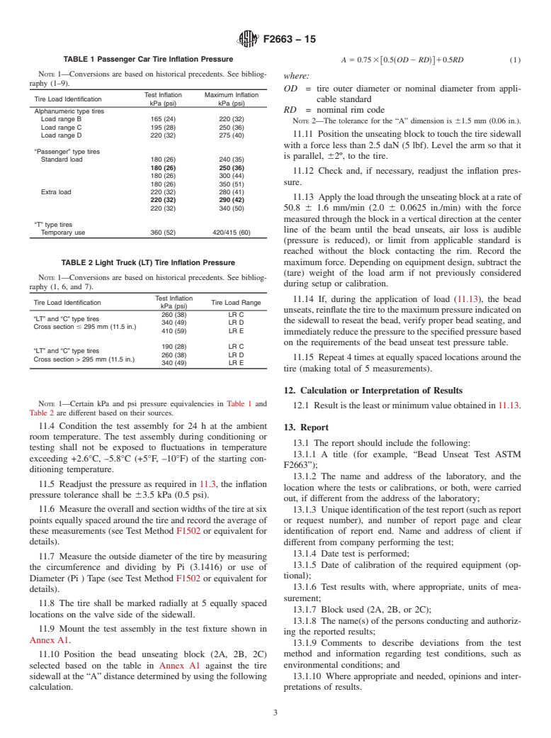 ASTM F2663-15 - Standard Test Method for Bead Unseating of Tubeless Passenger and Light Truck Tires