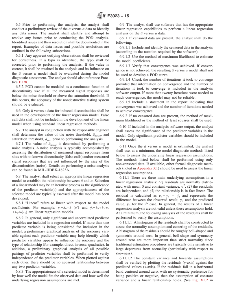 ASTM E3023-15 - Standard Practice for Probability of Detection Analysis for <emph type="bdit"><?Pub _font  FamName="Times New Roman"?>&#xe2;<?Pub /_font?></emph> Versus <emph  type="bdit">a</emph> Data