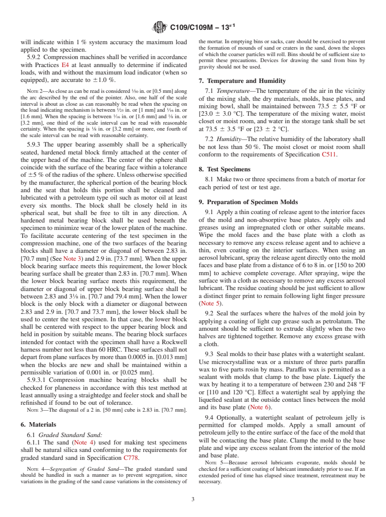 ASTM C109/C109M-13e1 - Standard Test Method for  Compressive Strength of Hydraulic Cement Mortars (Using 2-in.  or [50-mm] Cube Specimens)