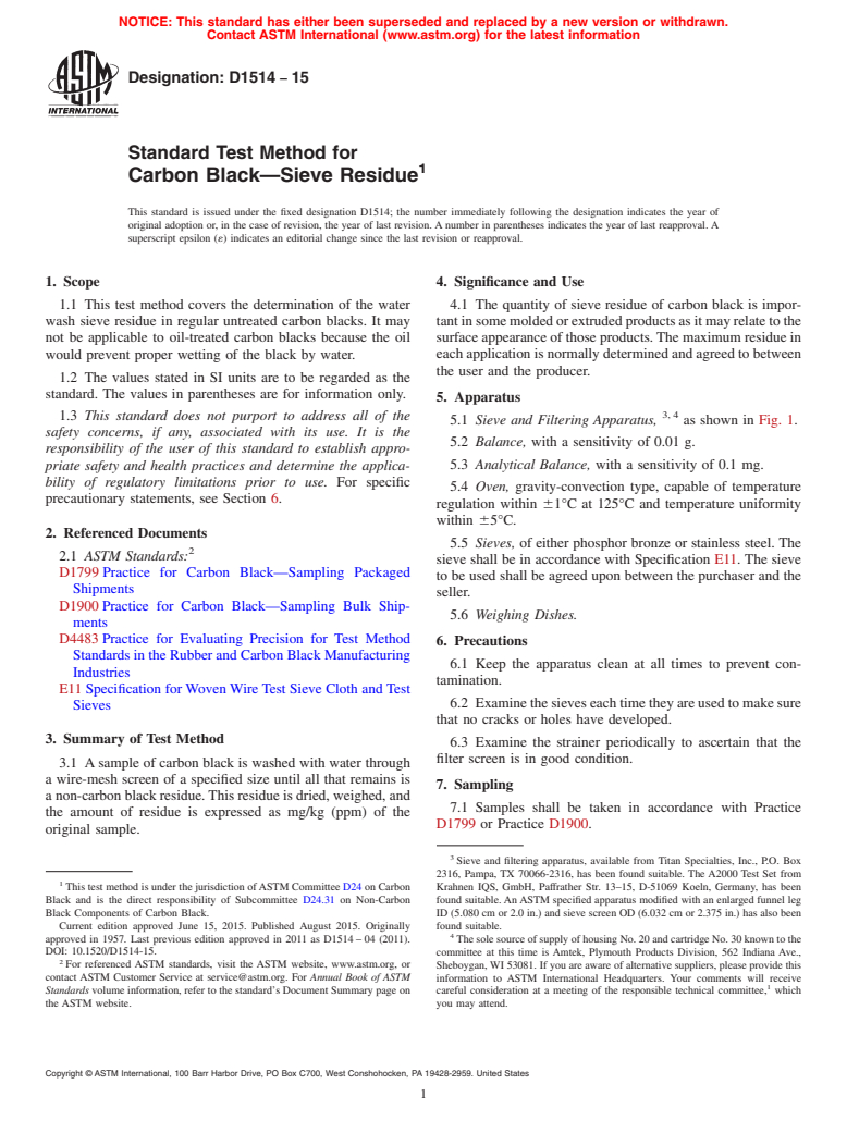 ASTM D1514-15 - Standard Test Method for Carbon Black&#x2014;Sieve Residue